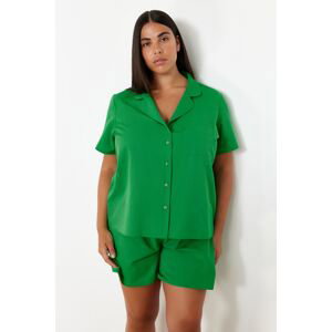 Trendyol Curve Green Shirt Collar Woven Pajama Set