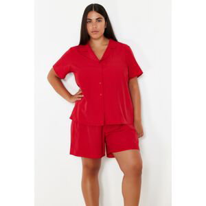 Trendyol Curve Red Shirt Collar Woven Pajama Set