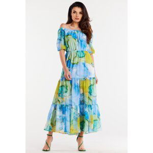 Awama Woman's Dress A504 Blue/Pattern