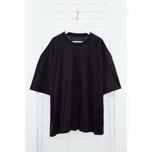 Trendyol Plus Size Black Oversize/Wide Cut 100% Cotton T-Shirt