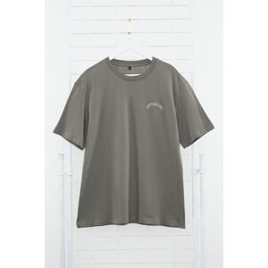 Trendyol Anthracite Relaxed/Comfortable Cut More Sustainable Text Embroidered 100% Organic Cotton T-shirt