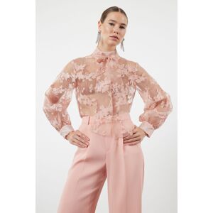 Trendyol Powder Floral Patterned Tie Blouse