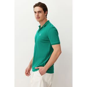 Trendyol Water Green Regular/Normal Cut 100% Cotton Embroidered Polo Neck T-shirt