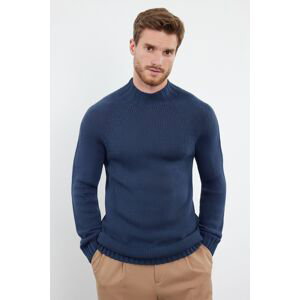Trendyol Indigo Slim Fit Turtleneck Half Turtleneck Raglan Sleeve Seamless Basic Knitwear Sweater