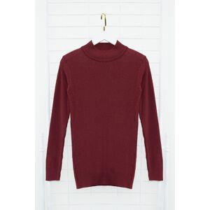 Trendyol Claret Red Men's Fitted Slim Fit Half Turtleneck Corduroy Knitwear Sweater