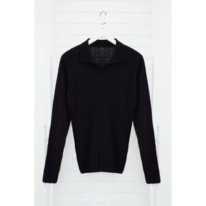 Trendyol Black Slim Polo Neck Plain Knitwear Sweater