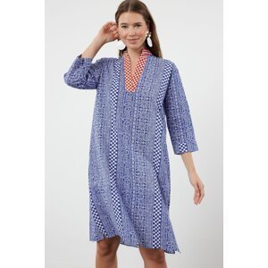 Trendyol Ethnic Patterned Midi Woven 100% Cotton Beach Dress