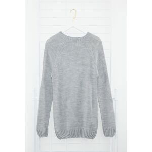 Trendyol Gray Slim Fit Crew Neck Raglan Sleeve Seamless Basic Knitwear Sweater