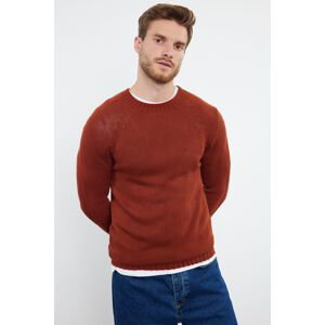 Trendyol Brick Slim Fit Crew Neck Raglan Sleeve Seamless Basic Knitwear Sweater