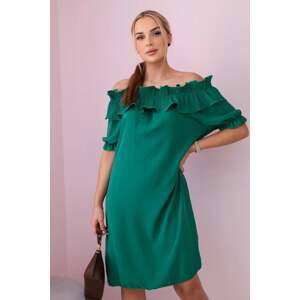 Dámské šaty s ozdobným volánem -  zelená