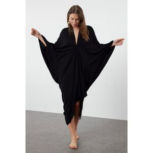 Trendyol Black Wide Fit Maxi Woven Draped Beach Dress