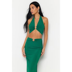 Trendyol Green Fitted Knitted Blouse and Skirt Set