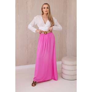 Dámská viskózová sukně s ozdobným páskem - růžová barva