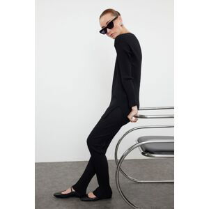 Trendyol Black Black Crew Neck Ribbed Stretchy Knitted Bottom-Top Set