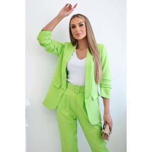 Dámský elegantní set sako + kalhoty - neonově zelená