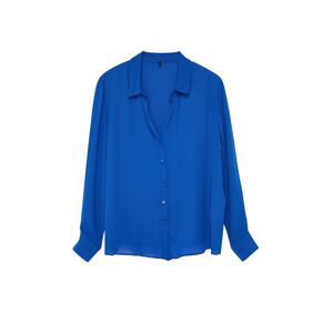 Trendyol Curve Blue Buttoned Regular Cut Woven Plus Size Shirt