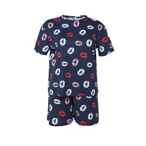 Trendyol Curve Navy Blue Patterned Knitted Pajama Set