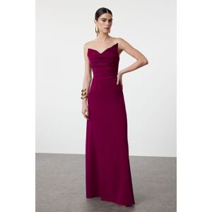Trendyol Plum Fitted A-Line Woven Long Evening Dress