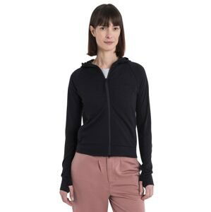 Dámská merino mikina s kapucí, zip ICEBREAKER Wmns Merino 200 Realfleece™ IB X TNF LS Zip Hoodie, Black velikost: M