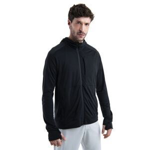 Pánská merino mikina s kapucí, zip ICEBREAKER Mens Merino 200 Realfleece™ IB X TNF LS Zip Hoodie, Black velikost: M