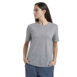 ICEBREAKER Wmns Merino Linen SS Tee Stripe, Snow/Midnight Navy velikost: XL