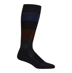 dámské merino ponožky ICEBREAKER Wmns Ski+ Medium OTC Wide Stripe, Jet Heather/Royal Navy/Black velikost: M