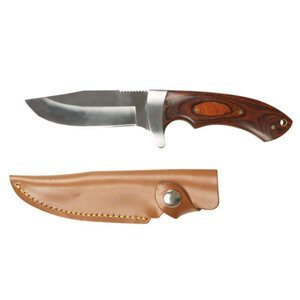 MIL-TEC® Nůž lovecký s dřevěnou střenkou Barva: STRIEBORNÁ/ HNEDÁ