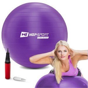 Gymnastický míč fitness 65cm s pumpou - fialový
