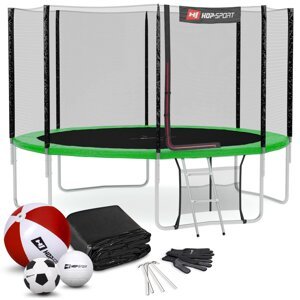 Trampolína Hop-Sport 12ft (366cm) zelená s vnější ochrannou sítí