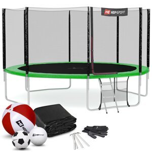 Trampolína Hop-Sport 14ft (427cm) zelená s vnější ochrannou sítí