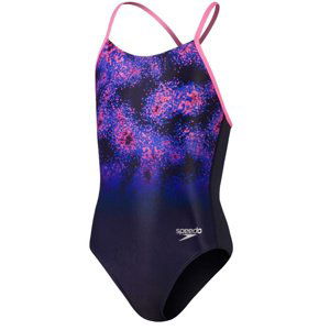 Speedo placement lane line back girls navy/pink/cobalt pop 164cm