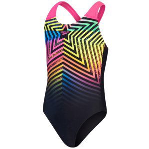 Speedo digital placement splashback girls black/lemon drizzle/flare