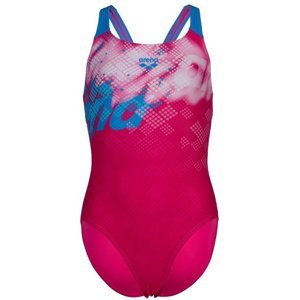 Arena splash point swimsuit v back girls fuschia 116cm