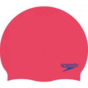 Speedo plain moulded silicone junior cap červená