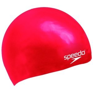 Speedo plain moulded silicone junior cap bílo/červená