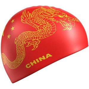 Mad wave china swim cap červeno/stříbrná