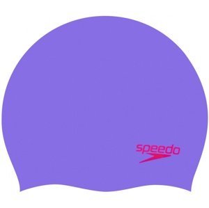 Speedo plain moulded silicone junior cap fialovo/červená