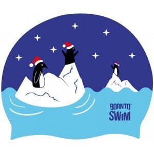 Borntoswim christmas penguin cap modrá
