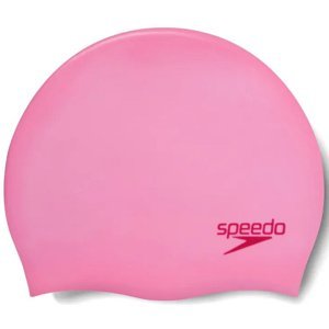 Speedo plain moulded silicone junior cap světle růžová