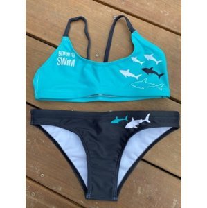 Dámské plavky borntoswim sharks bikini black/turquoise xxl
