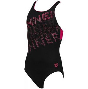 Arena rhyming swim pro back one piece junior black/freak rose 22