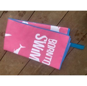 Borntoswim shark microfibre towel růžová