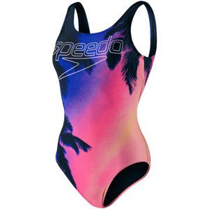 Speedo digital placement u-back blue flame/fluo pink/fluo