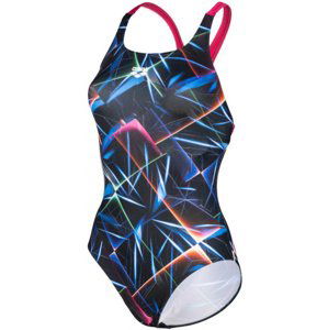 Arena women swimsuit swim pro back allover black/multi/freak rose l -