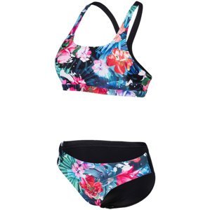 Arena flower bikini swim pro back black/multi l - uk36