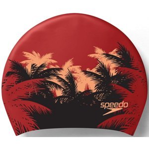 Plavecká čepice speedo long hair cap printed červená