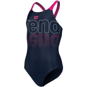Arena girls swimsuit v back graphic navy/freak rose 140cm