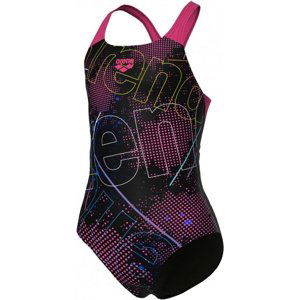 Arena girls galactics swimsuit swim pro back black/freak rose 140cm