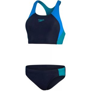 Speedo colourblock splice 2 piece true navy/bondi blue/aquarium l -