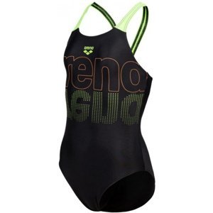 Arena girls swimsuit v back graphic black/soft green 128cm